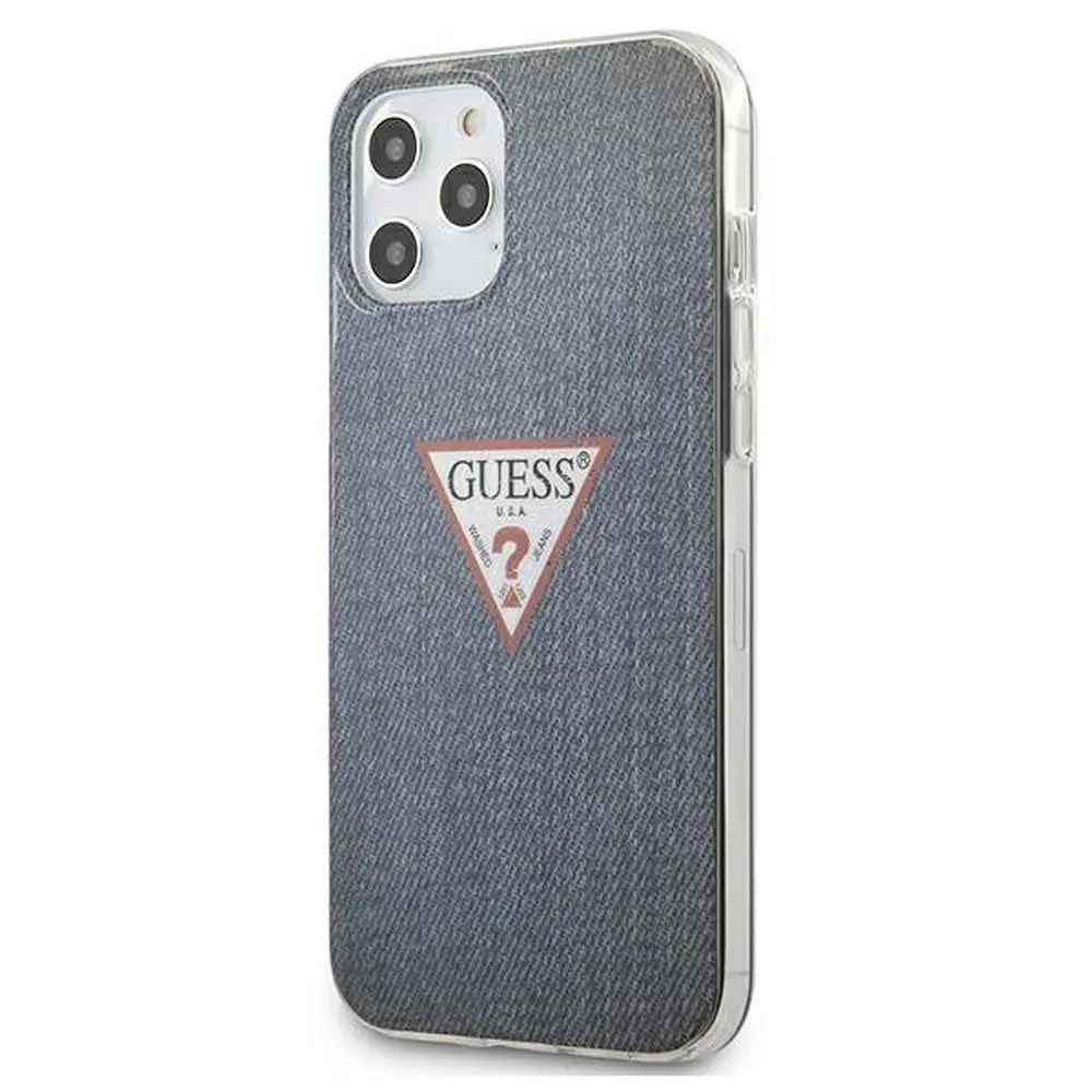 GUESS ovitek za iPhone 12 Pro Max GUHCP12LPCUJULDB (kolekcija Jeans) temno modra