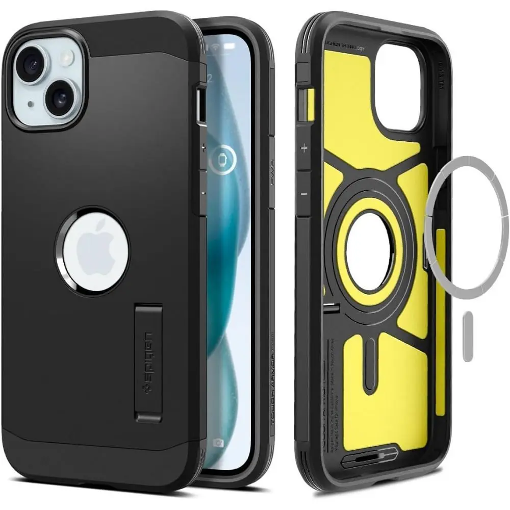 SPIGEN ovitek TOUGH ARMOR MAG, združljiv z MagSafe, za iPhone 15, črn