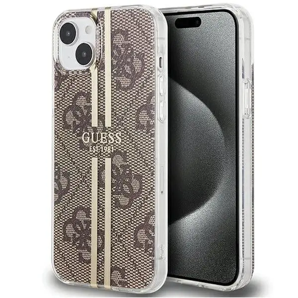 GUESS etui za iPhone 15 Plus GUHCP15MH4PSEGW (4G Gold Stripe) rjavo