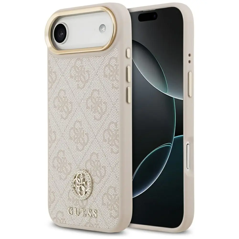 GUESS ovitek za iPhone 17 Air, združljiv z MagSafe, GUHMP17MP4GRMDEP (PU z 4G Strass logotipom), roza
