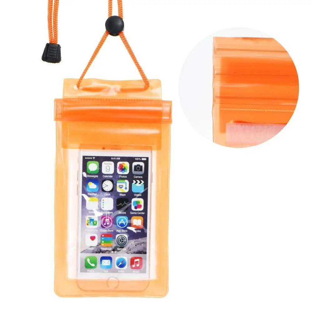 Univerzalni vodoodporni etui za telefon z vrvico za zapiranje, oranžne barve