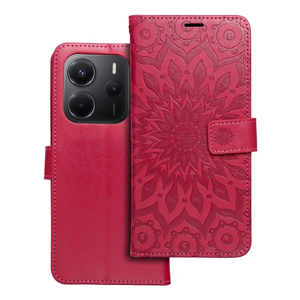 Torbica MEZZO Book za XIAOMI Redmi Note 14 5G, mandala magenta