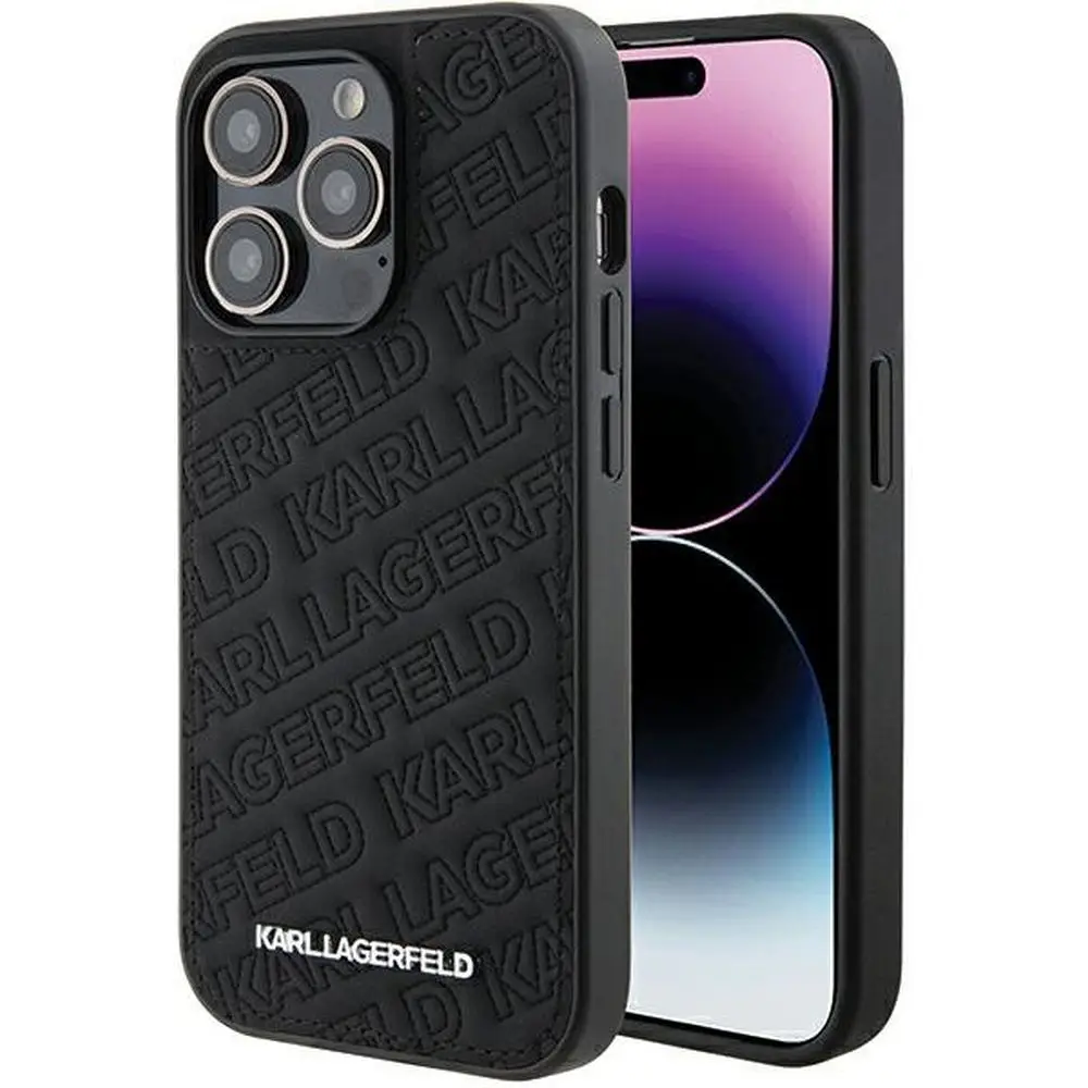 KARL LAGERFELD etui za iPhone 15 Pro KLHCP15LPQKPMK (Quilted Pattern) črn