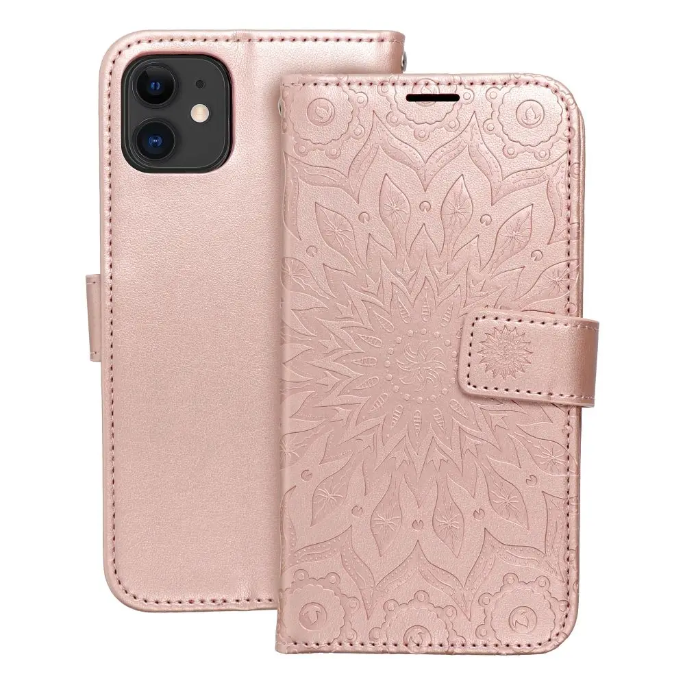 Torbica MEZZO Book za iPhone 11, mandala, zlato-roza