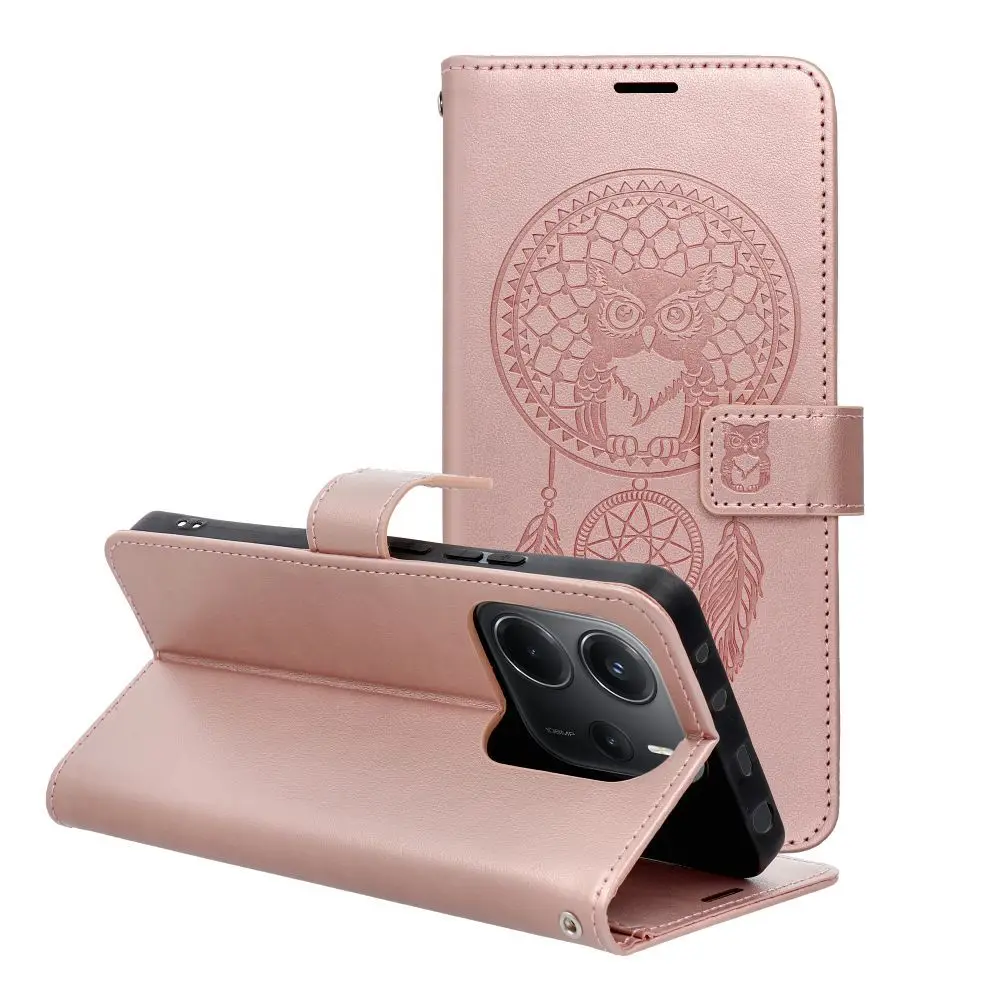 Torbica MEZZO Book za XIAOMI Redmi Note 15 5G, motiv »lovec sanj«, zlato-roza