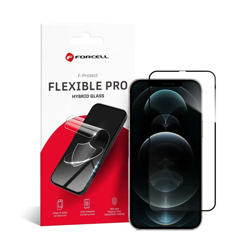 Hibridno steklo za iPhone XS MAX / 11 PRO MAX Forcell Flexible 5D, črno