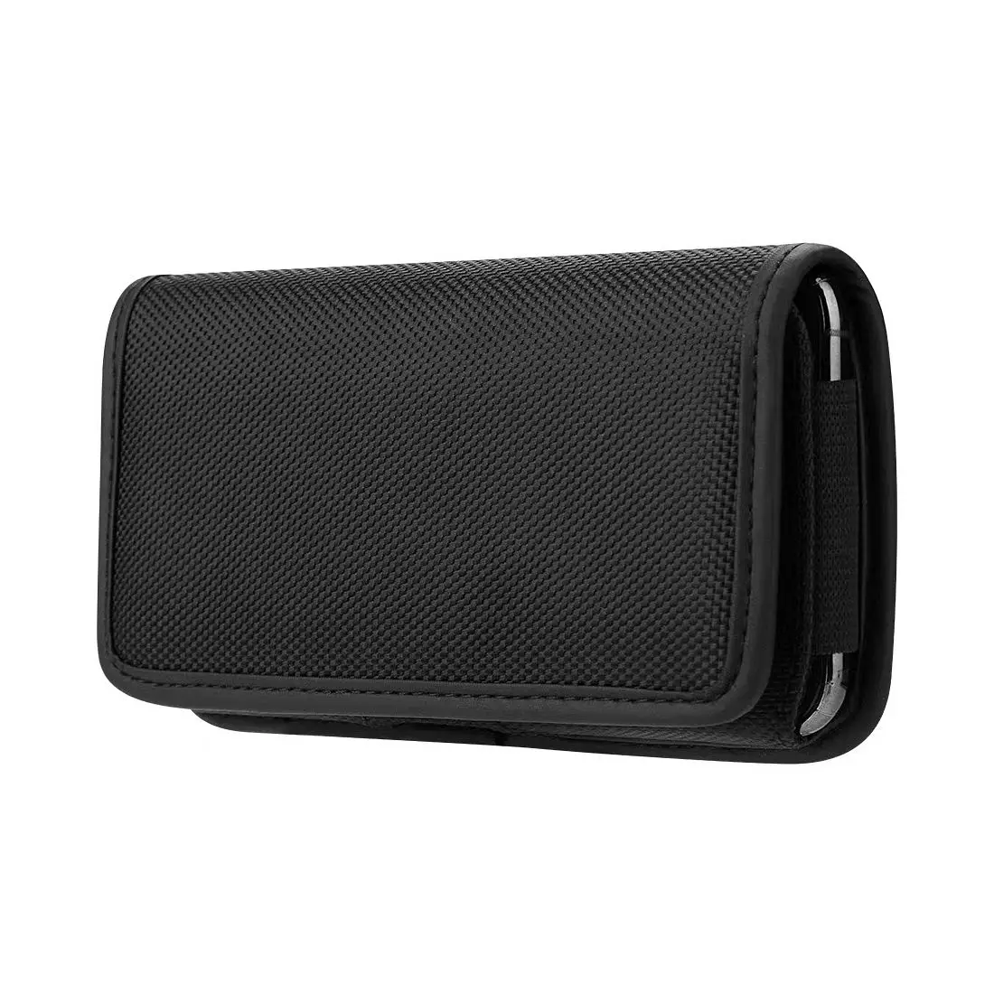 Univerzalni pasni etui OXFORD, vodoravni model 4, za IPHONE 7 PLUS / 8 PLUS / 12 PRO MAX / 13 PRO MAX / SAMSUNG J4 PLUS / A71 / S21 FE / NOTE 8 / HUAWEI P SMART 2021, črn