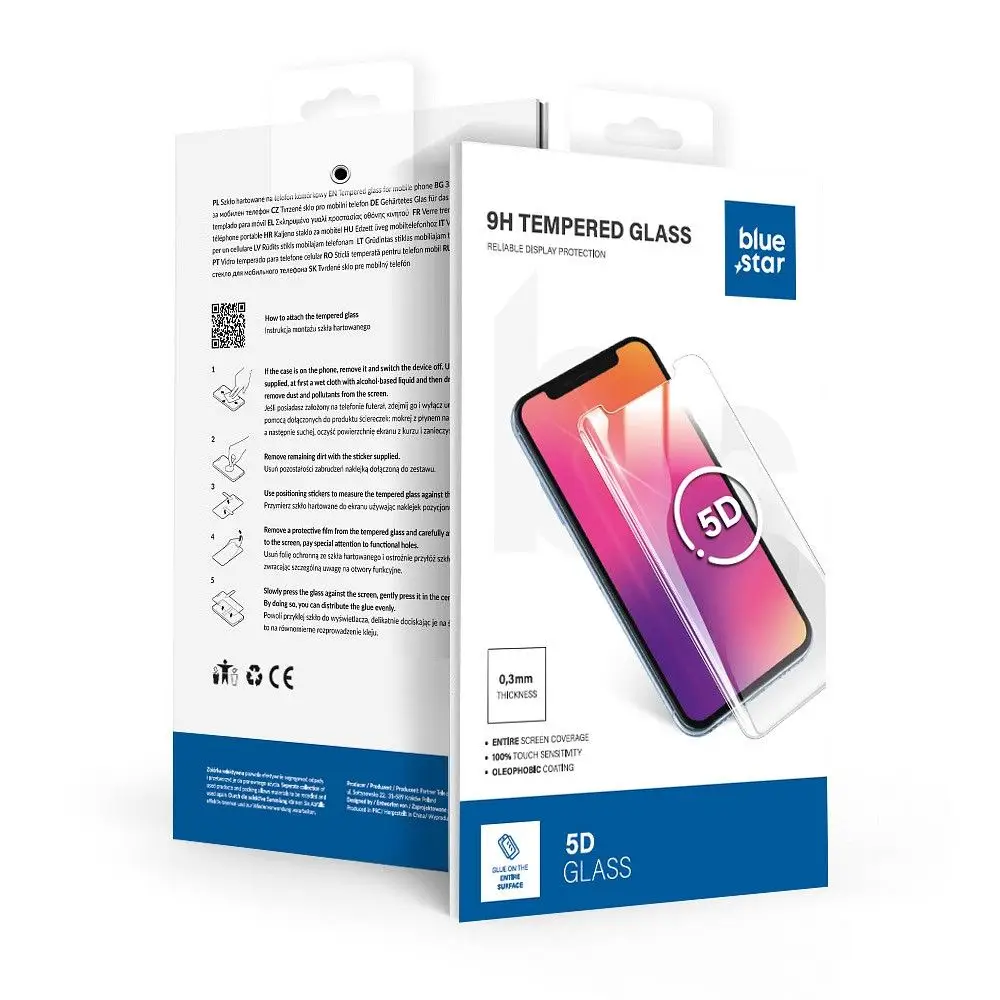 Kaljeno steklo za iPhone 17 AIR (full glue) Blue Star 5D, črno