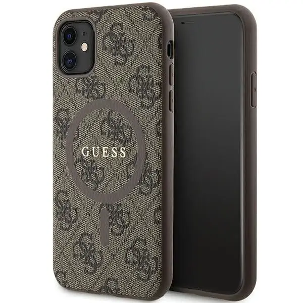 GUESS etui za iPhone 11, združljivo z MagSafe, GUHMN61G4GFRW (4G Ring classic logo), rjavo