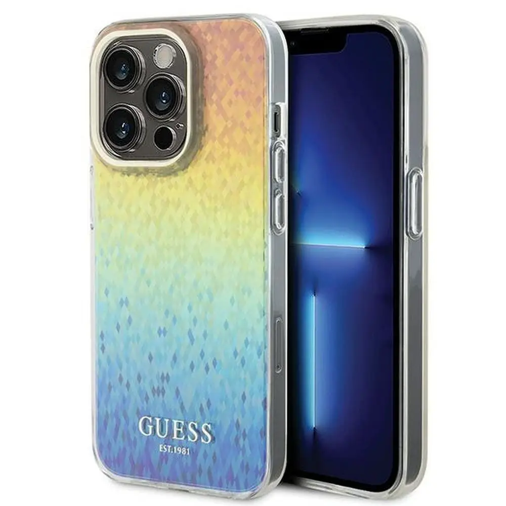 GUESS etui za iPhone 14 Pro GUHCP14LHDECMI (IML Faceted Mirror / disco iridescent) večbarvno