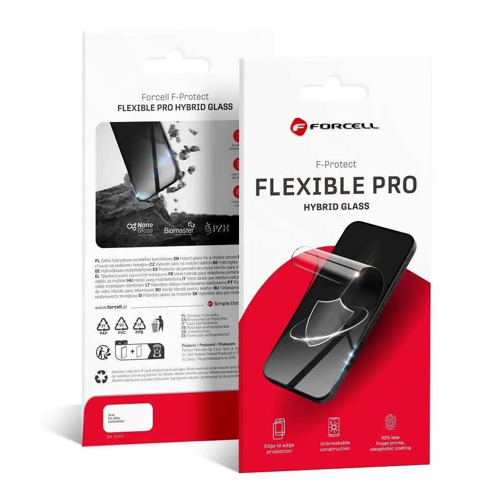 Hibridno steklo za Samsung S24 ULTRA Forcell Flexible 5D, črno (Hot Bending) – delujoč čitalnik