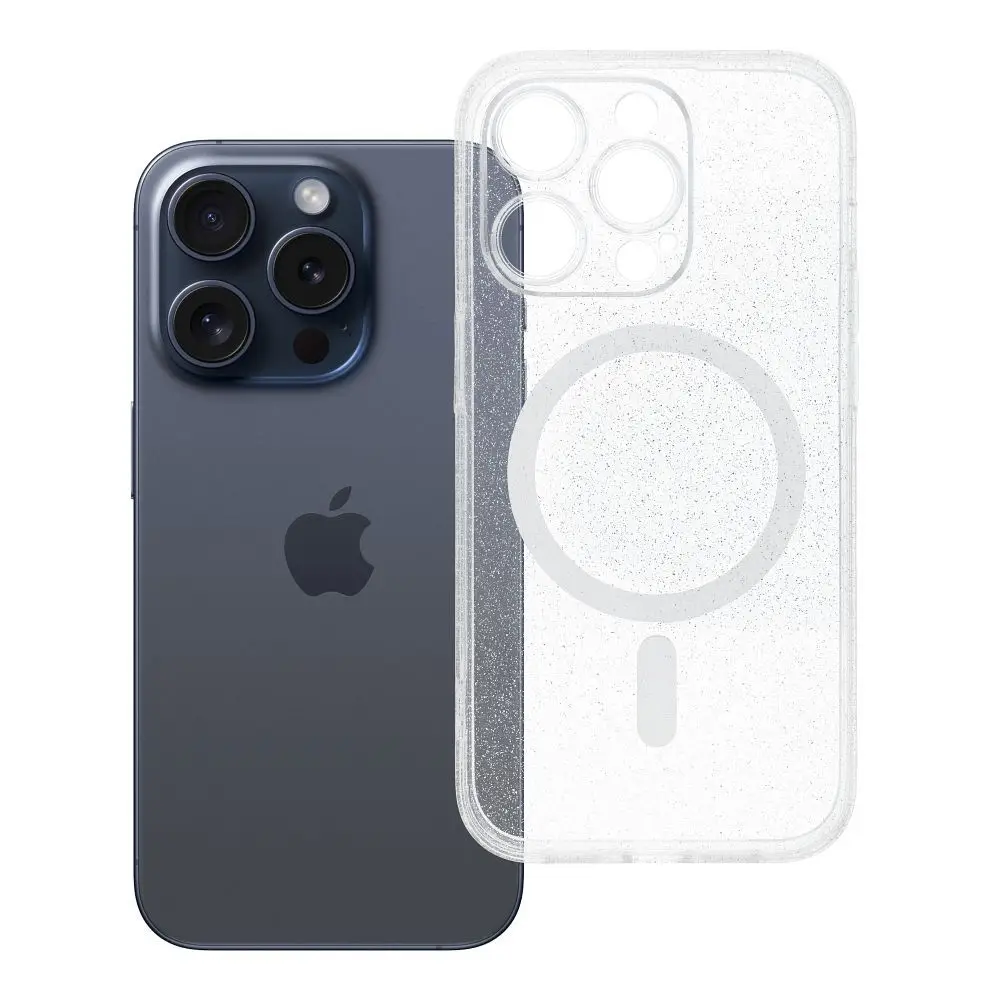 Ohišje za iPhone 14 PRO Clear Mag Cover (STR / CAMERA PROTECTION), združljivo z MagSafe, prozorno z bleščicami