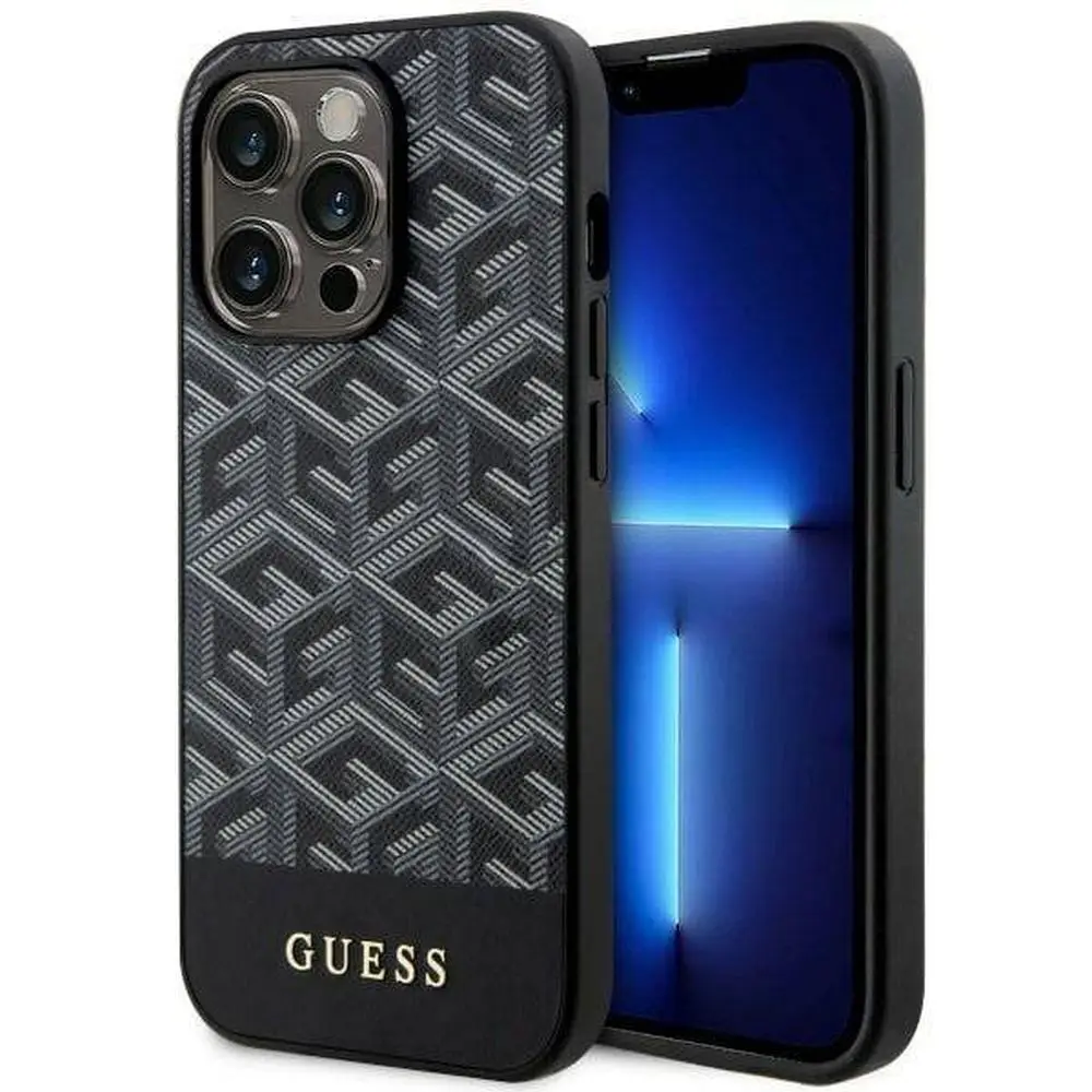 GUESS etui za iPhone 14 Pro GUHMP14LHGCFSEK (MAG GCUBE), črno