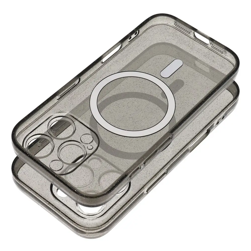 Ovitek za Samsung S26 Clear Mag Cover (STR), združljiv z MagSafe, črn z bleščicami