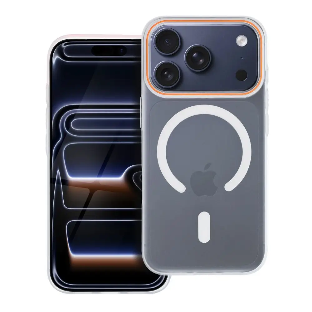 Prozorna torbica za iPhone 17 Go Orange, združljiva z MagSafe