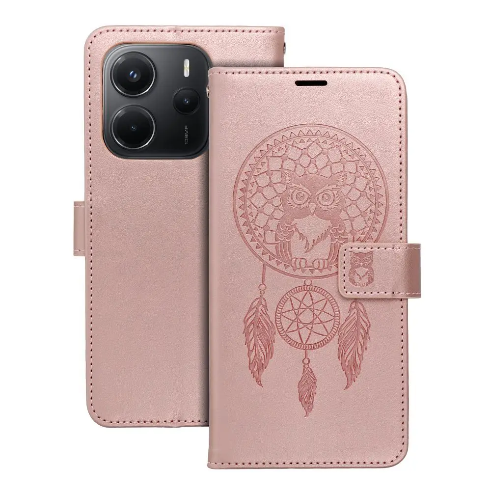 Torba MEZZO Book za XIAOMI Redmi Note 15 PRO 5G, motiv lovilca sanj, zlato-roza