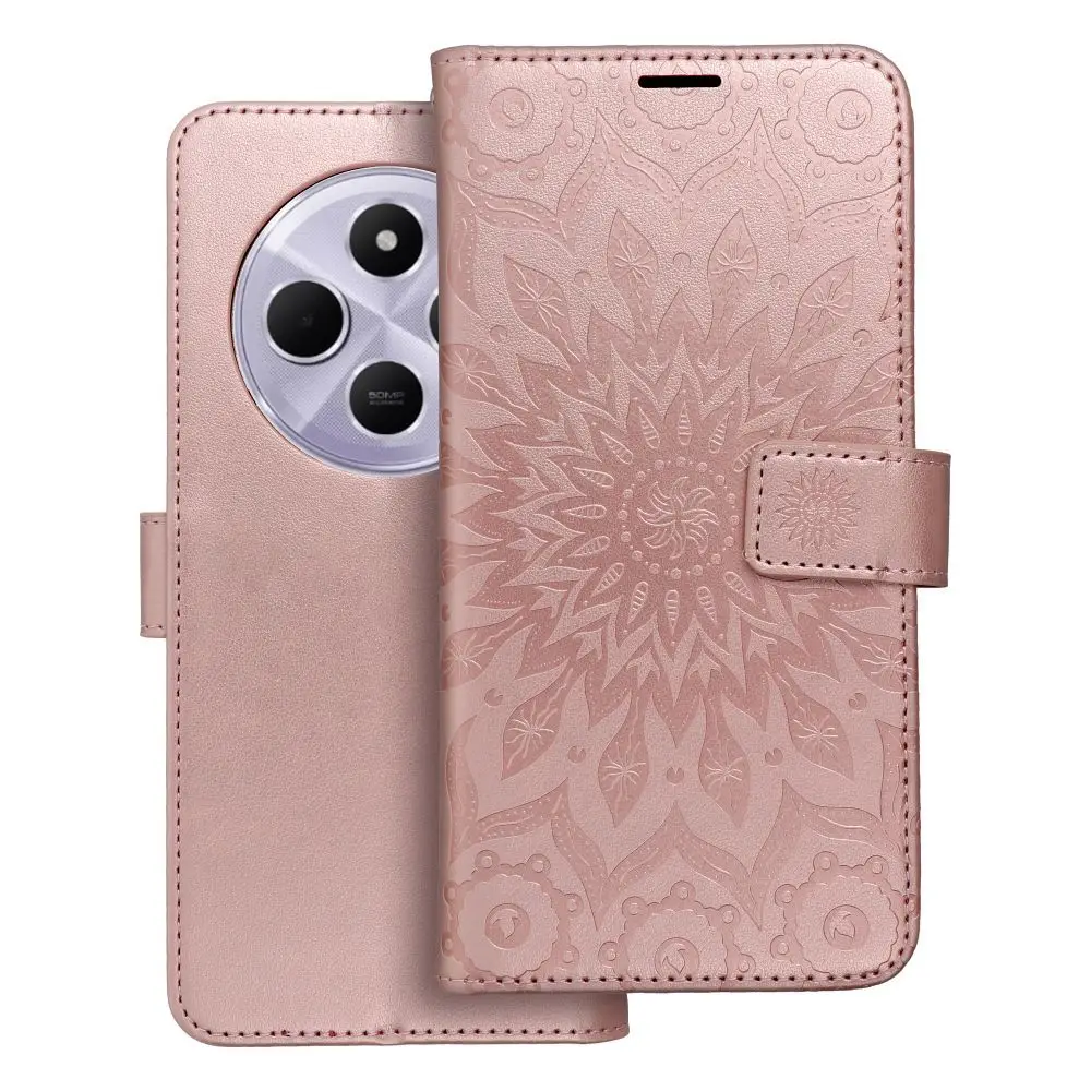 Torbica MEZZO Book za XIAOMI Redmi 14C, mandala, zlato-roza