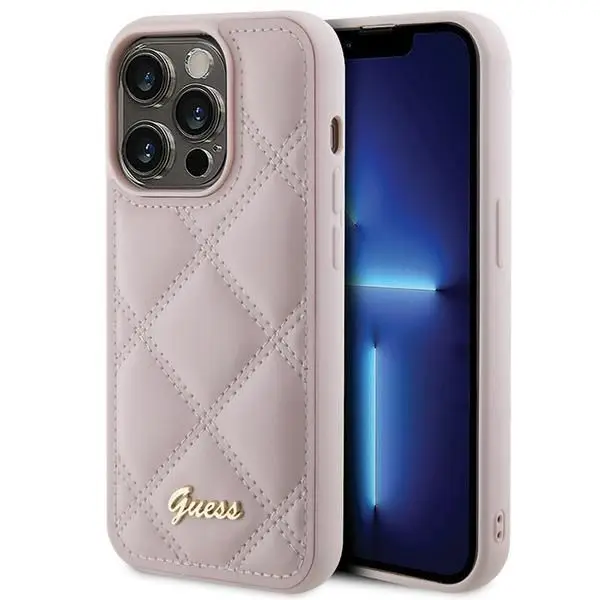 GUESS etui za iPhone 15 Pro GUHCP15LPSQSQSP (Quilted Metal Logo) roza