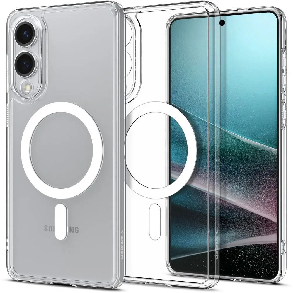 SPIGEN ovitek ULTRA HYBRID MAG, združljiv z MagSafe, za SAMSUNG S25 Edge, prozoren bel