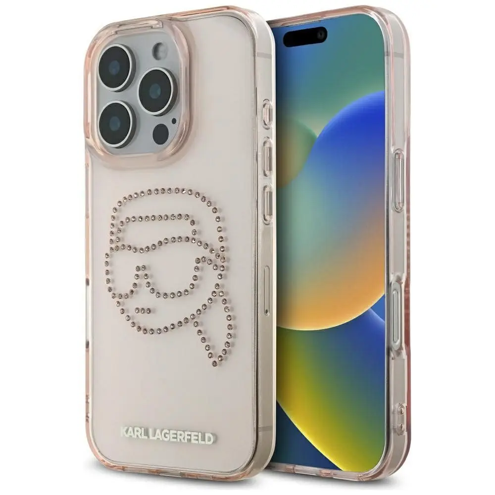 KARL LAGERFELD ovitek za IPHONE 16 Pro KLHCP16LHKHDCELP (IML Rhinestones S K Head) roza
