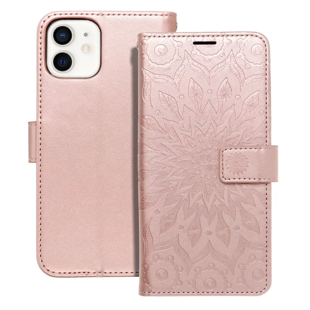 Torba MEZZO Book za iPhone 12 / 12 Pro, mandala, zlato-roza