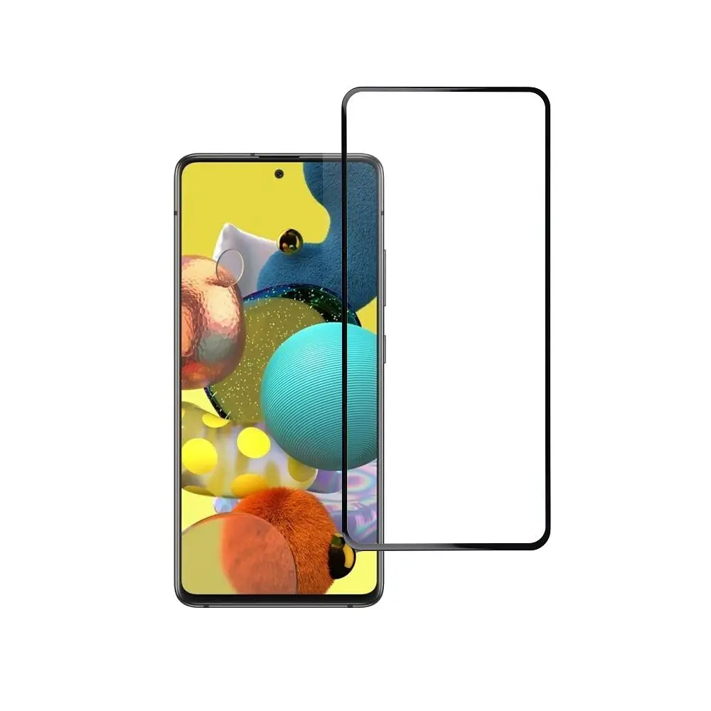 Kaljeno steklo za Samsung Galaxy A51 (full glue / združljivo z ovitki) Blue Star 5D, črno