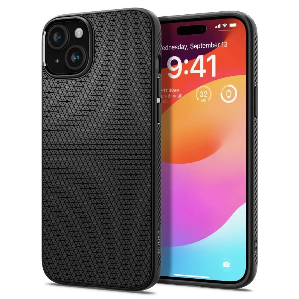 SPIGEN ovitek LIQUID AIR za IPHONE 15, mat črna barva