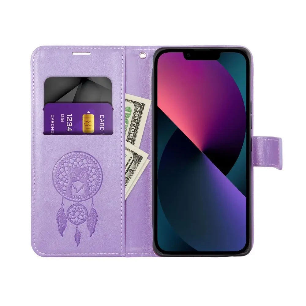 Torbica MEZZO Book za SAMSUNG A06, motiv sanjskega lovilca, vijolična