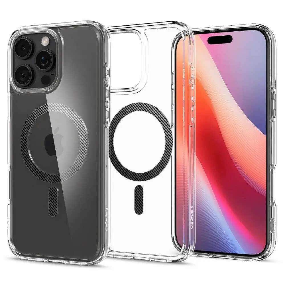 SPIGEN ovitek ULTRA HYBRID MAG, združljiv z MagSafe, za iPhone 16 Pro Max iz ogljikovih vlaken