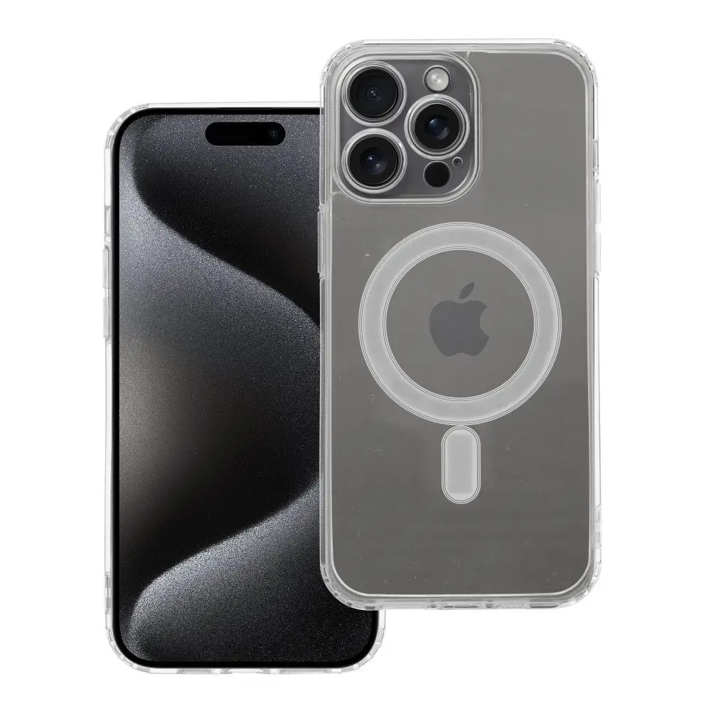 Transparentni etui za iPhone 15 PRO MAX Clear Mag Cover (STR / CAMERA PROTECTION), združljiv z MagSafe
