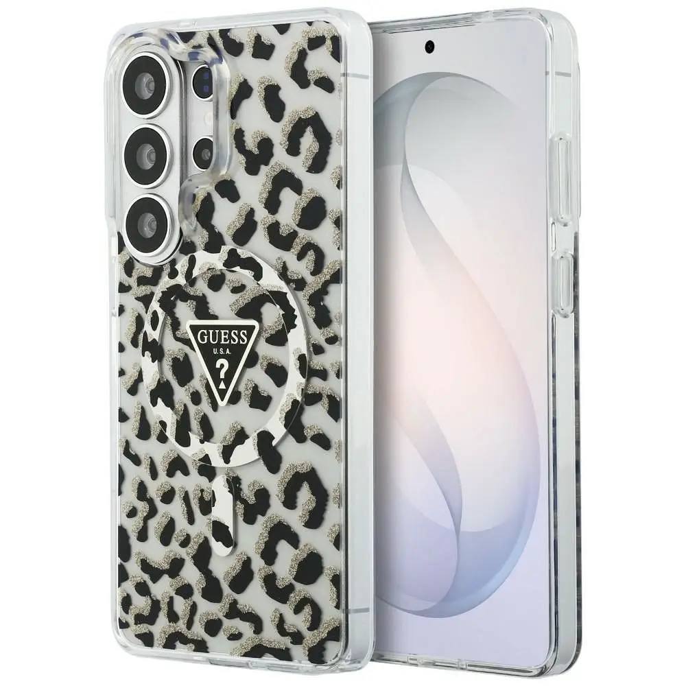 GUESS etui za SAMSUNG S26 Ultra GUHMS26LHLEGTGLK (Magnetic IML Leopard Print Triangle) črno