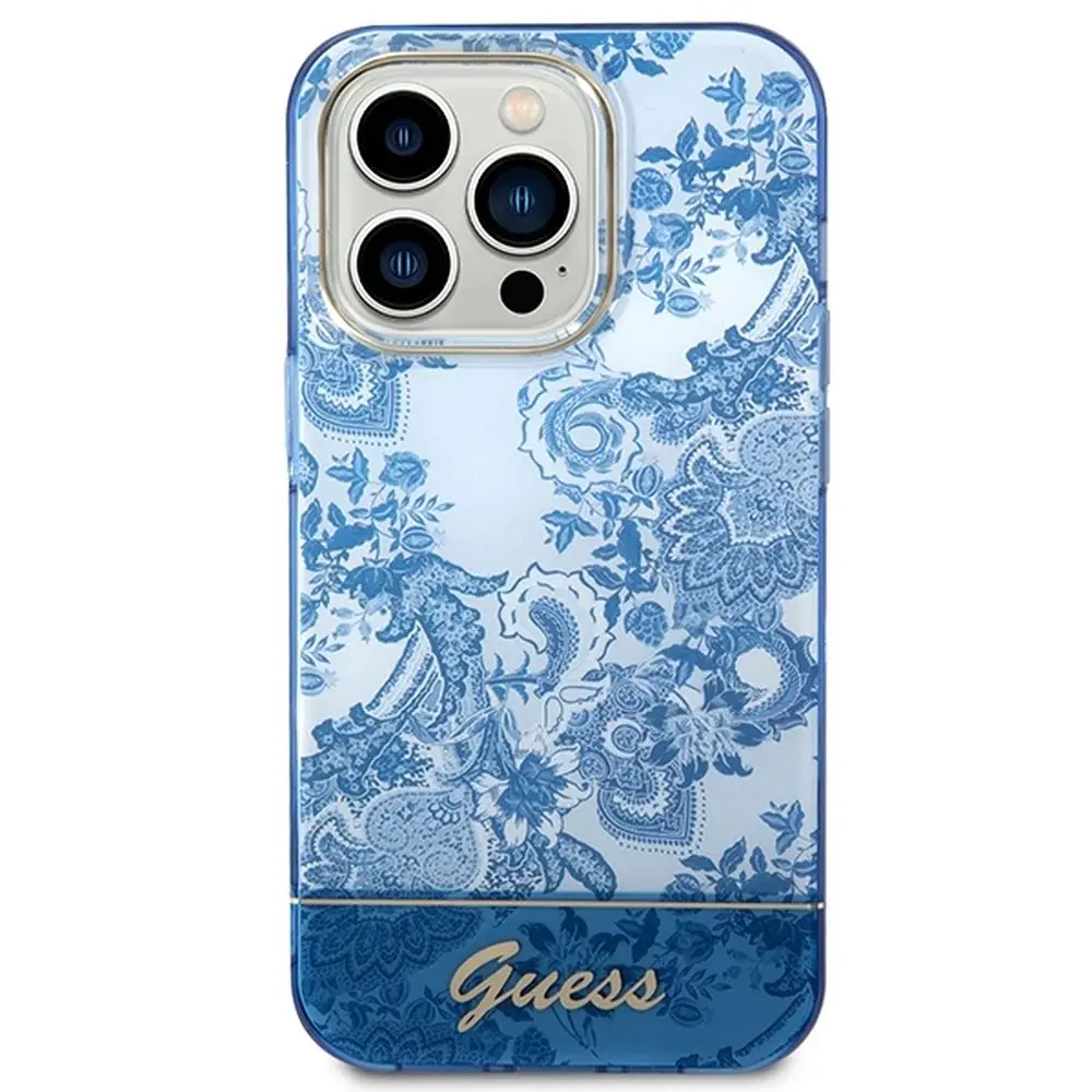 GUESS etui za iPhone 14 Pro GUHCP14LHGPLHB (IML Electro Cam TDJ), modro