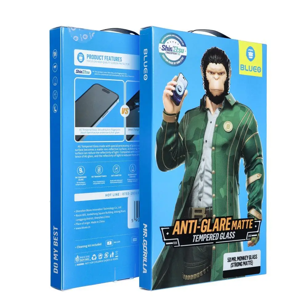 5D kaljeno steklo Mr. Monkey Glass – Apple iPhone 17, črno (Anti-Glare Strong Matte)
