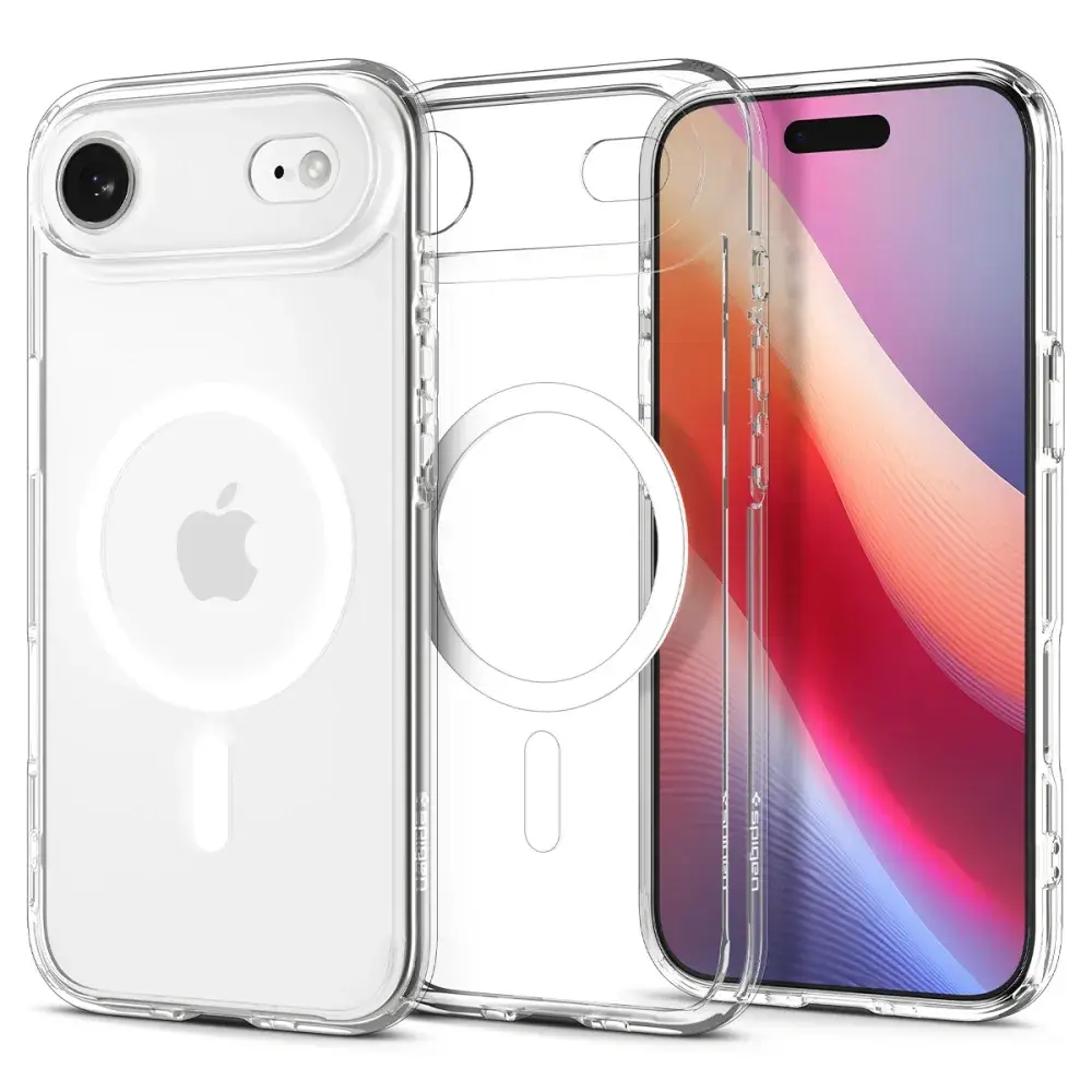 SPIGEN ovitek ULTRA HYBRID MAG, združljiv z MagSafe, za iPhone 17 Air, prosojno bel
