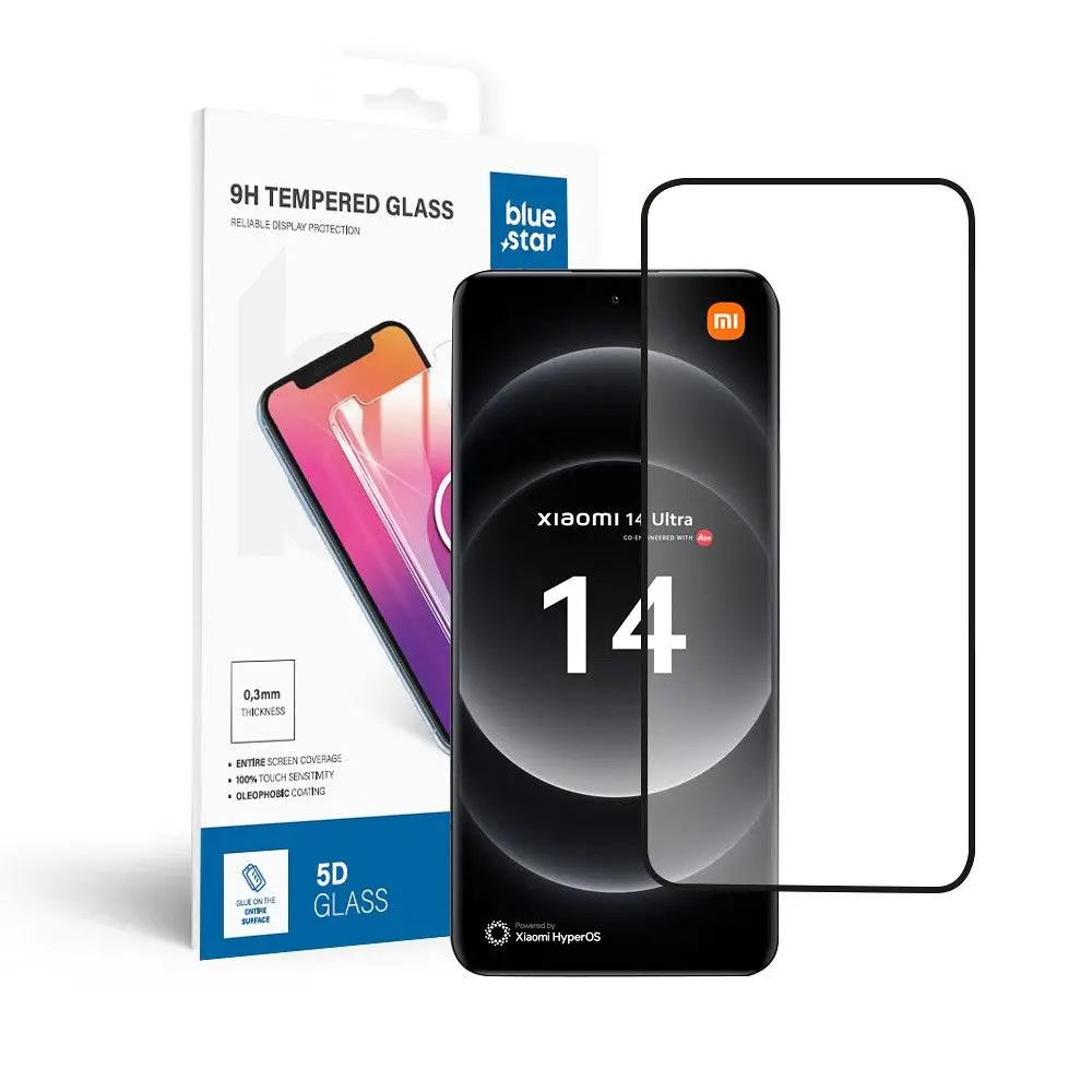 Kaljeno steklo za Xiaomi 14 ULTRA Blue Star 5D, črno