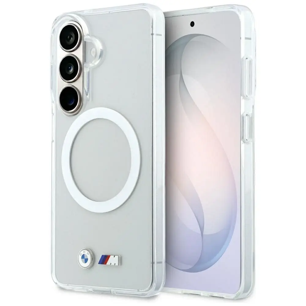 BMW ovitek za SAMSUNG S26 BMHMS26S25HSMLKT (Magnetic IML Shockproof z kovinskimi logotipi), prozoren