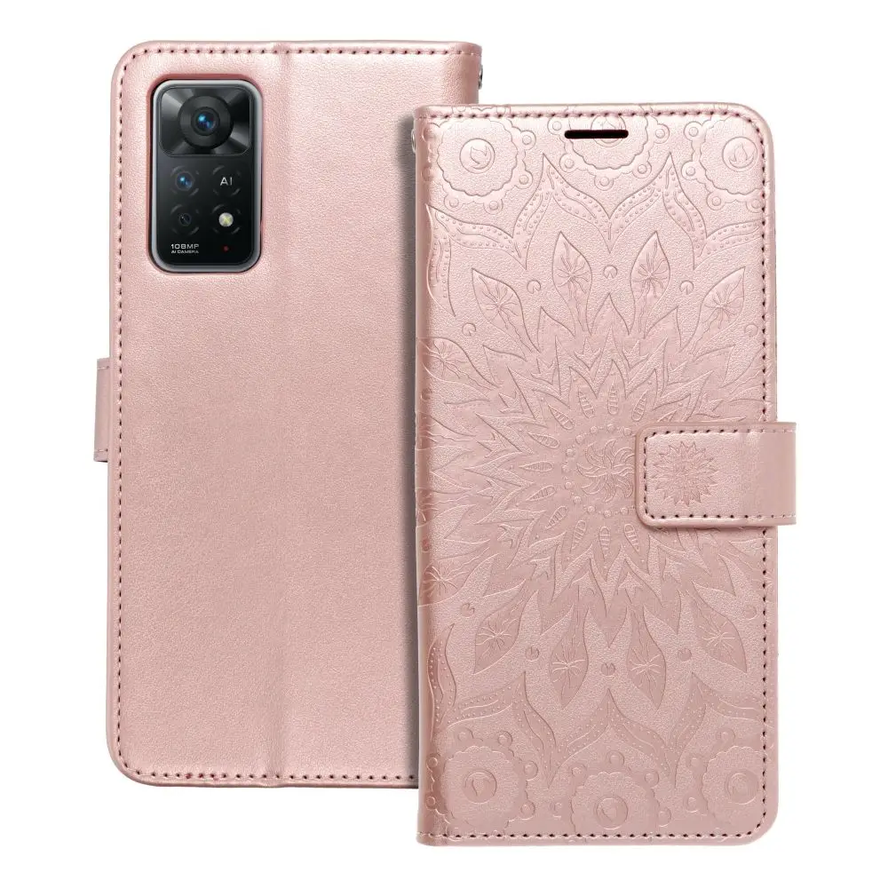 Ohišje MEZZO Book za XIAOMI Redmi Note 11 Pro / 11 Pro 5G, vzorec mandale, zlato-roza