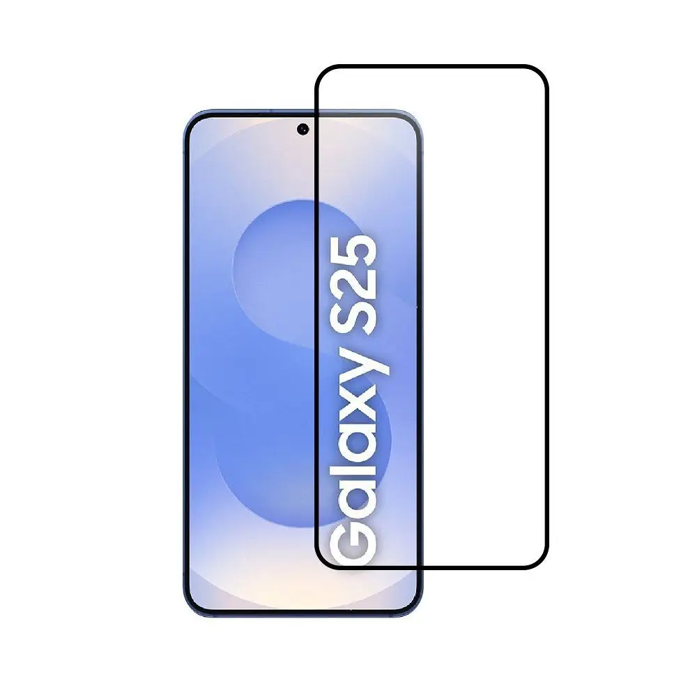 Kaljeno steklo za Samsung Galaxy S25 PLUS / S25 EDGE (s celotnim lepljenjem / združljivo z ovitki) Blue Star 5D, črno
