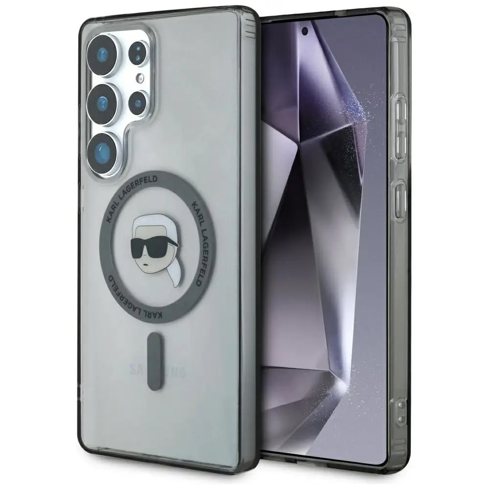KARL LAGERFELD etui za SAMSUNG S25 Ultra KLHMS25LHLSKIK (Magnetic IML Metal K. Heads) črno