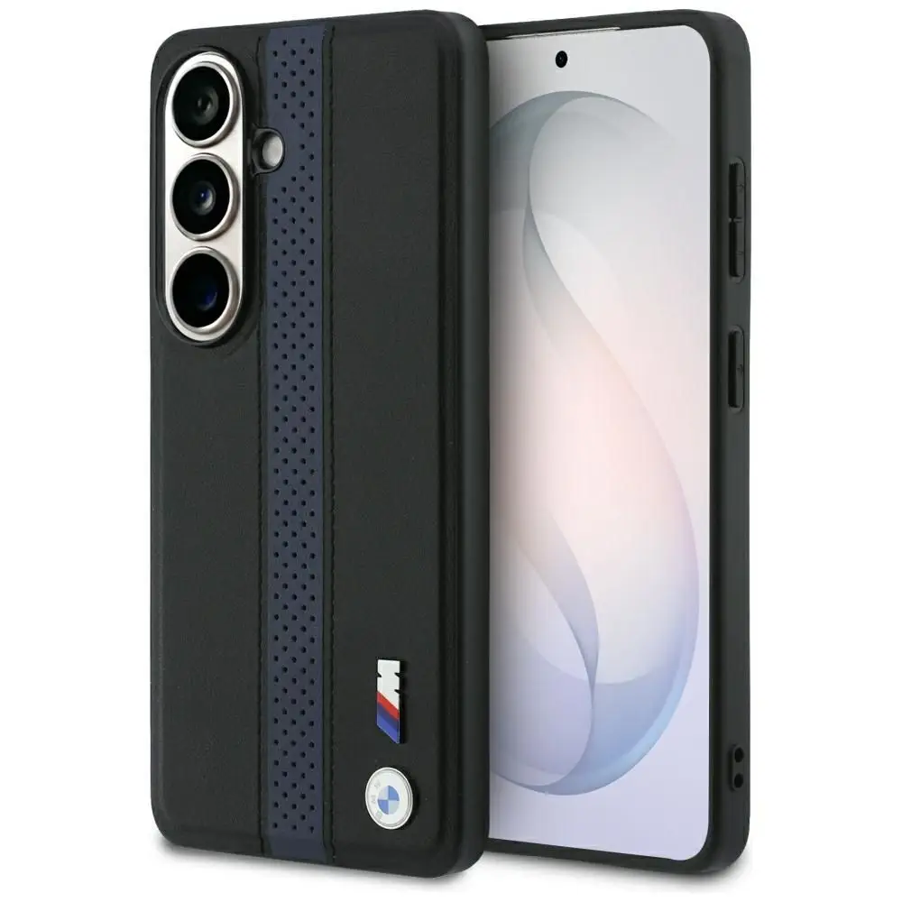 BMW ovitek za SAMSUNG S26, združljiv z MagSafe, BMHMS26S25PCPSKB (Perforated Stripe Logo), modri