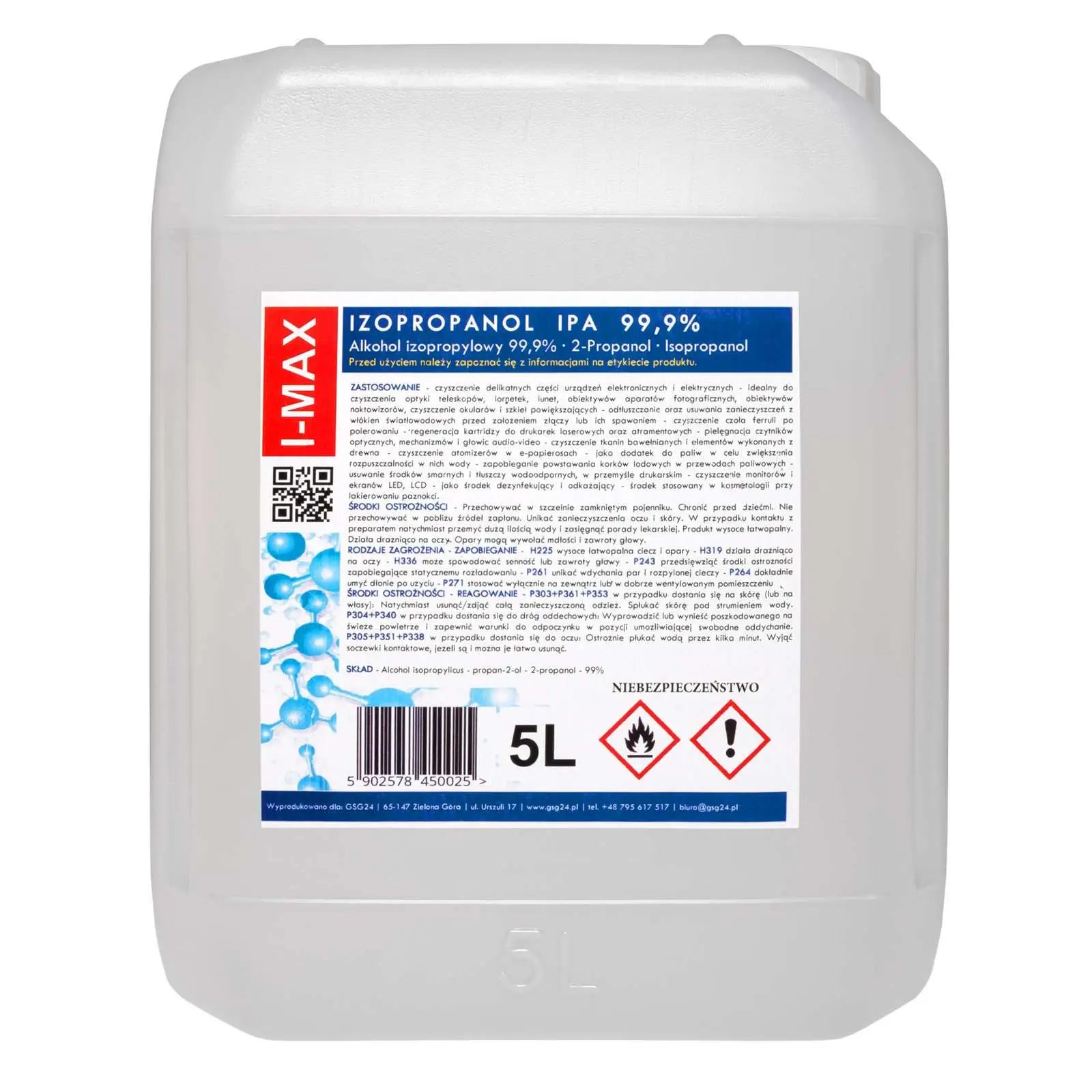 Izopropilni alkohol Izopropanol IPA I-MAX 99,9 % 5 l