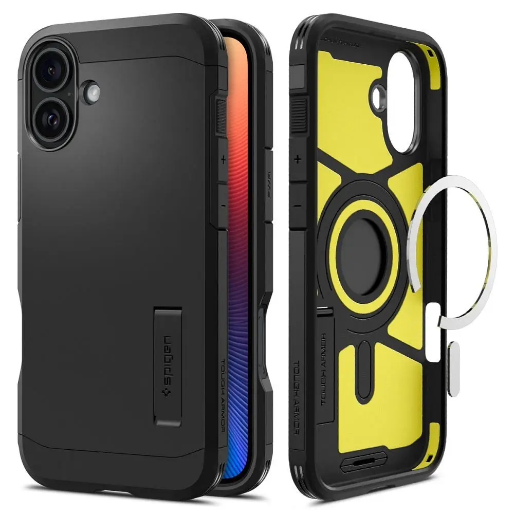 SPIGEN ovitek TOUGH ARMOR MAG, združljiv z MagSafe, za iPhone 16, črn