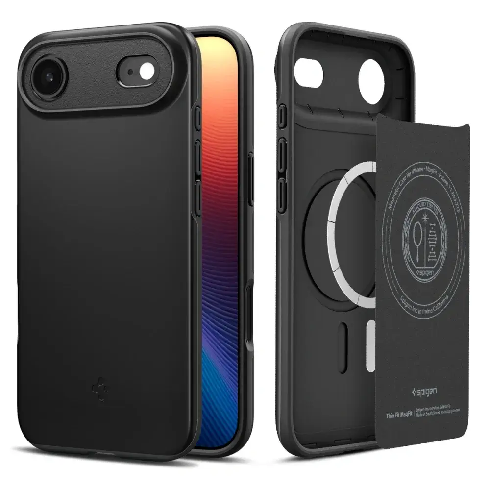 SPIGEN ovitek THIN FIT MAG, združljiv z MagSafe, za iPhone 17 Air, črn