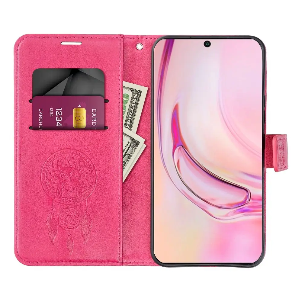 Torbica MEZZO Book za SAMSUNG A06 z motivom lovilca sanj v barvi magenta