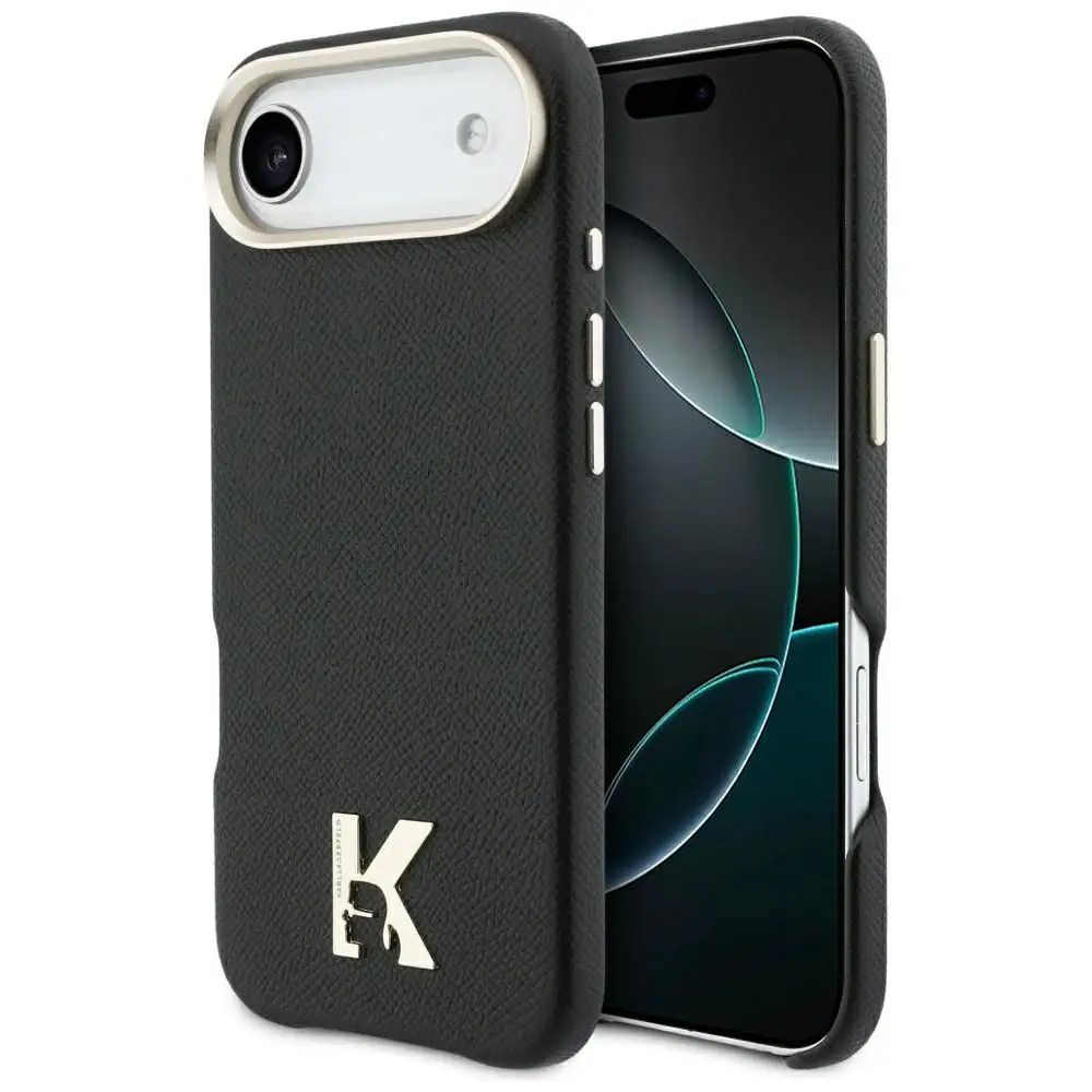 KARL LAGERFELD ovitek za iPhone 17 Air, združljiv z MagSafe KLHMP17M5PGFKHGK (PU FW W/ KHead Logo) črn