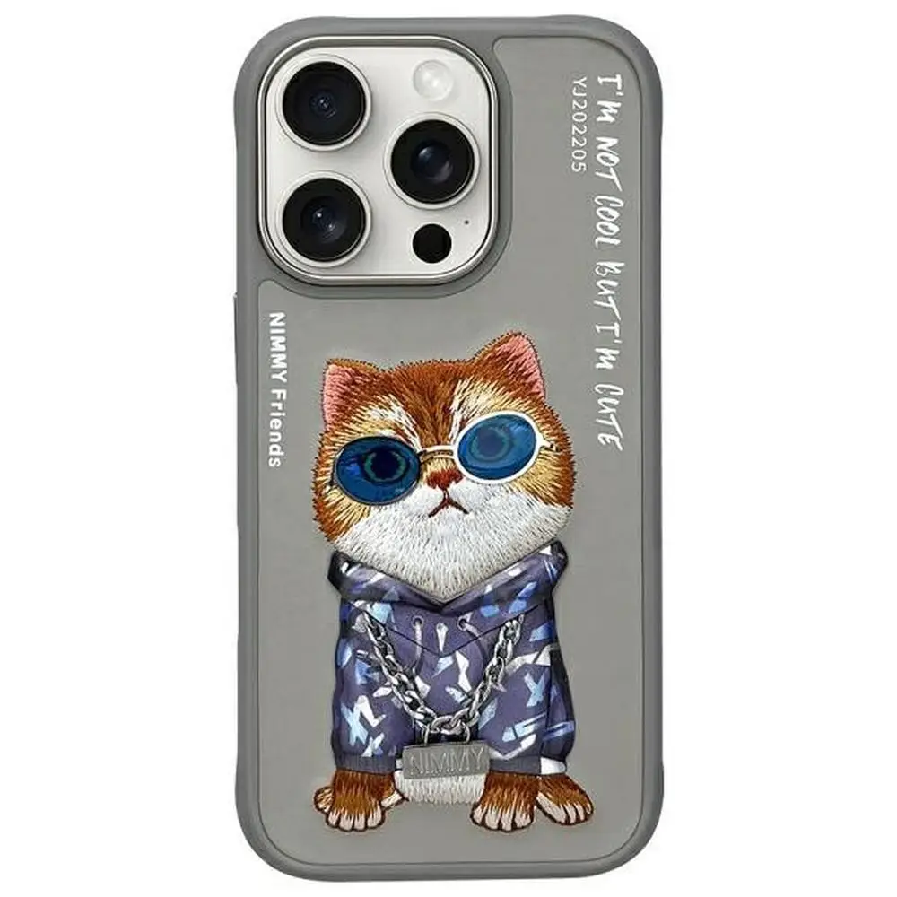 NIMMY etui GLASSES COOL CAT za iPhone 16 Pro Max, sivo