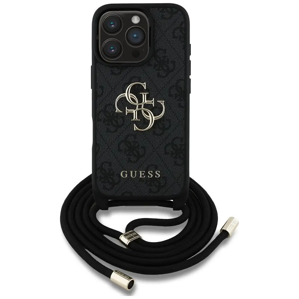GUESS etui za iPhone 16 Pro GUHCP16LP4GMGCRK (CBDY PU 4G Big Logo z vrvico) črno