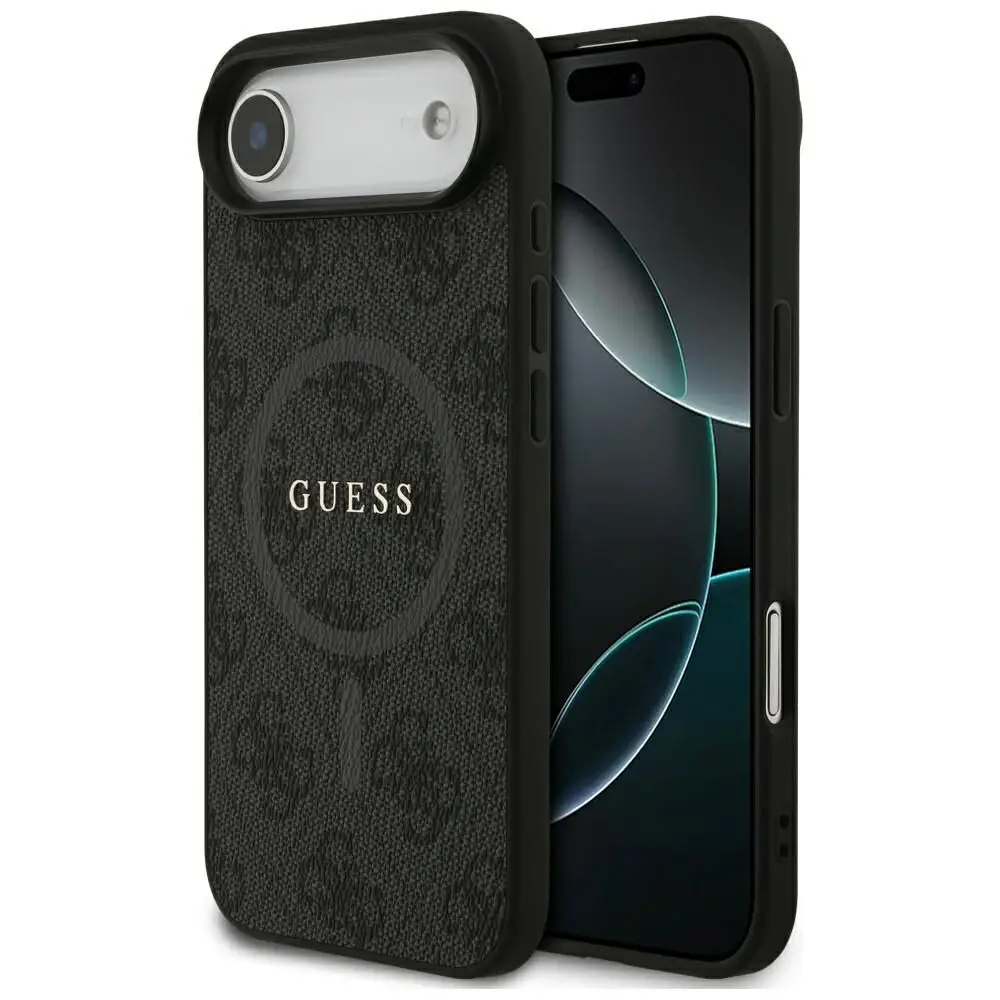 GUESS etui za iPhone 17 Air, združljivo z MagSafe, GUHMP17MG4GFRK (PU 4G Ring Classic Logo), črno