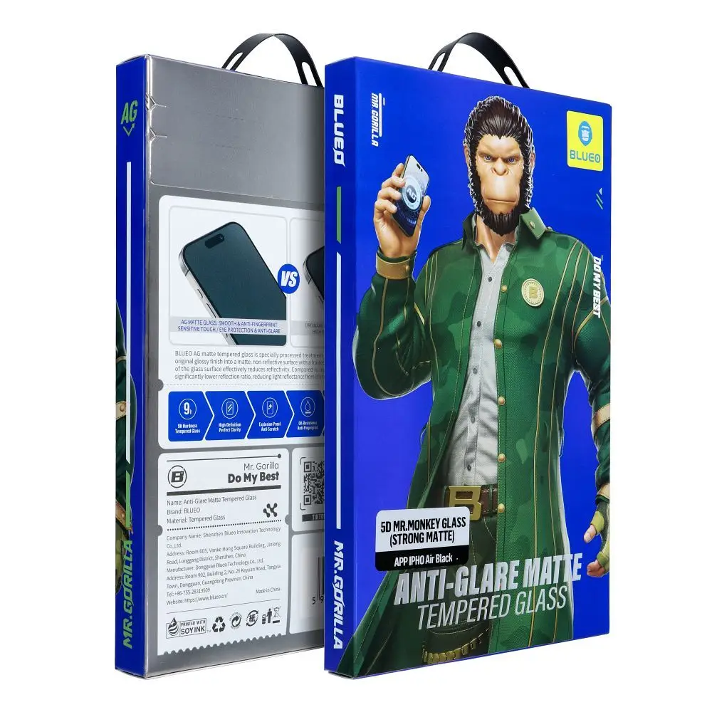 5D kaljeno steklo Mr. Monkey Glass – Apple iPhone 17 Air, črno (Anti-Glare Strong Matte)