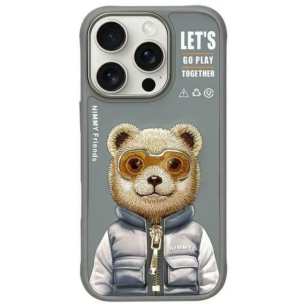 NIMMY etui COOL&CUTE 2.0 Bear za iPhone 16 Pro, sivo